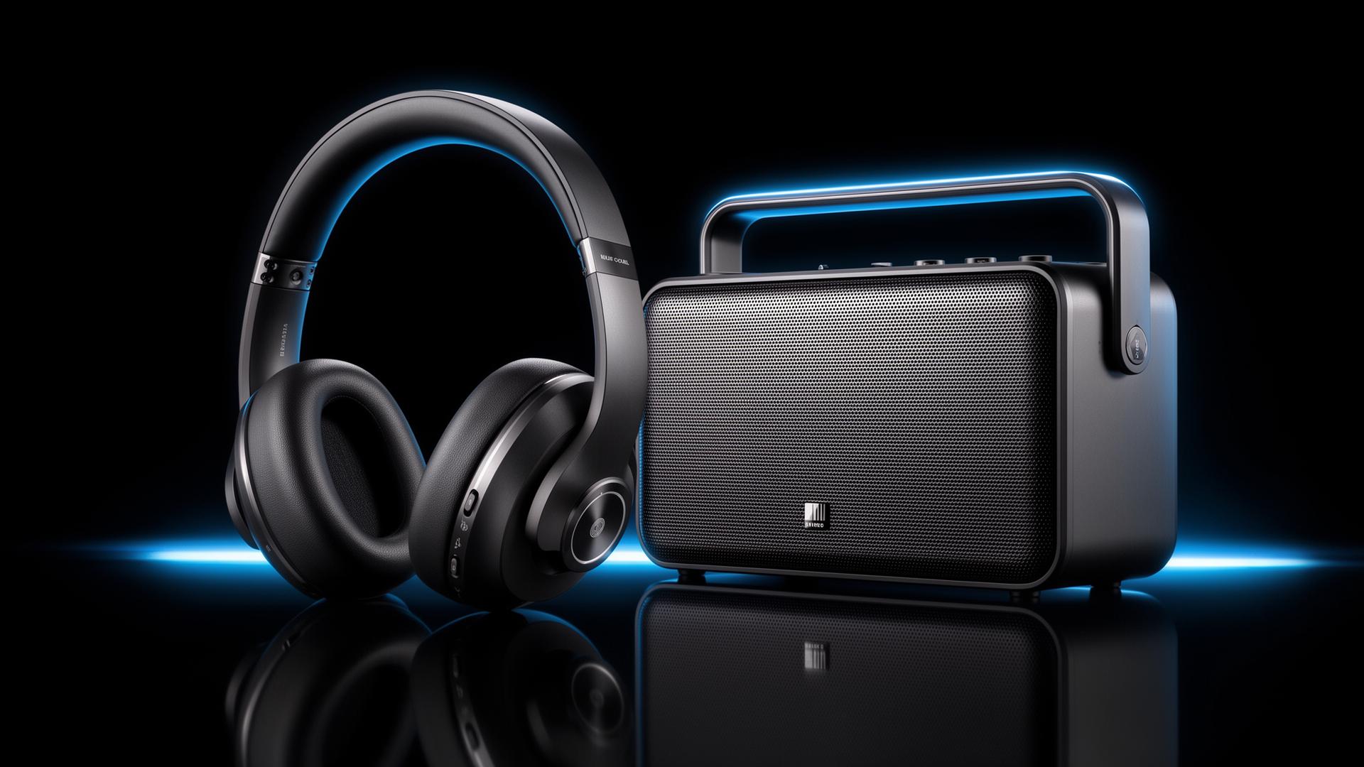 Premium headphones and boombox